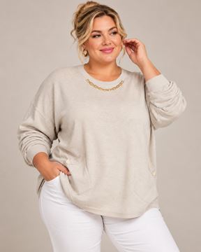 Immagine di CASHMERE AND VISCOSE ROUND NECK TOP WITH GOLD CHAIN